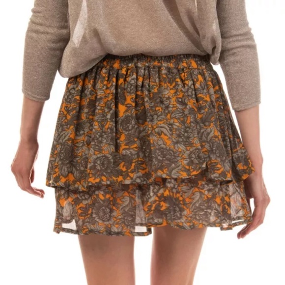 GANNI Floral Crepe Tiered Mini Skirt (Small) - Picture 3 of 7
